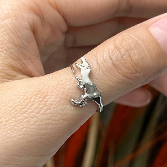 Silver T-Rex dinosaur Chunky Open Ring for Women girls - Picture 5 of 8